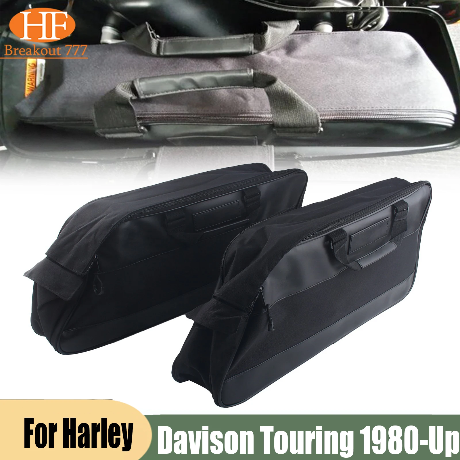 Black Motorcycle Saddle Bag Luggage Soft Rack Liner Saddlebag for Harley Davison Touring 1980-Up Hard Saddlebags Travel Paks