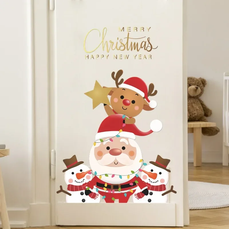 Merry Christmas Claus Elk DIY Home Wall Decal Window Sticker Santa Christmas Decoration Near Year Gift Xmas Glass Decor Paster