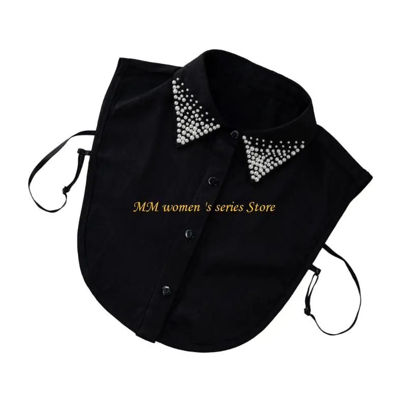 Q39C ديكورات اللؤلؤ طوق صناعي قابل للفصل للنساء ملابس مختلفة #4