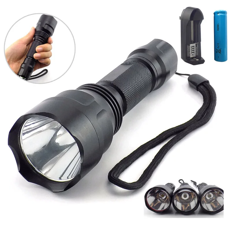 High power Led Flashlight 1500lm Tactical Linterna Torch Flash Lights lamp Bright 18650 Battery for Hunting Camping fishing