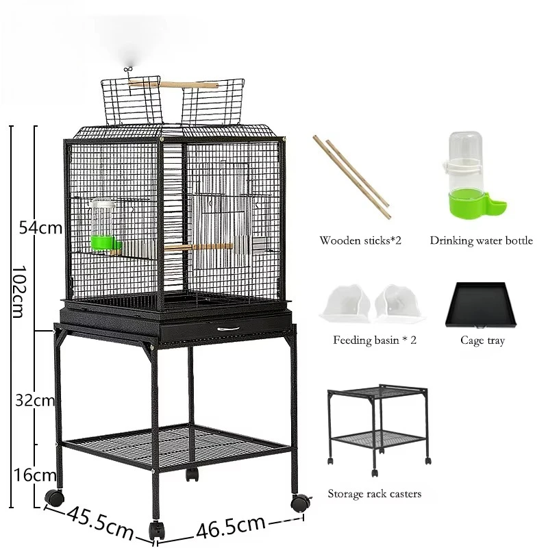 Large bird cages, parrot toys, feeding syringes, spoons and bird leg rings, feeding kits for sale