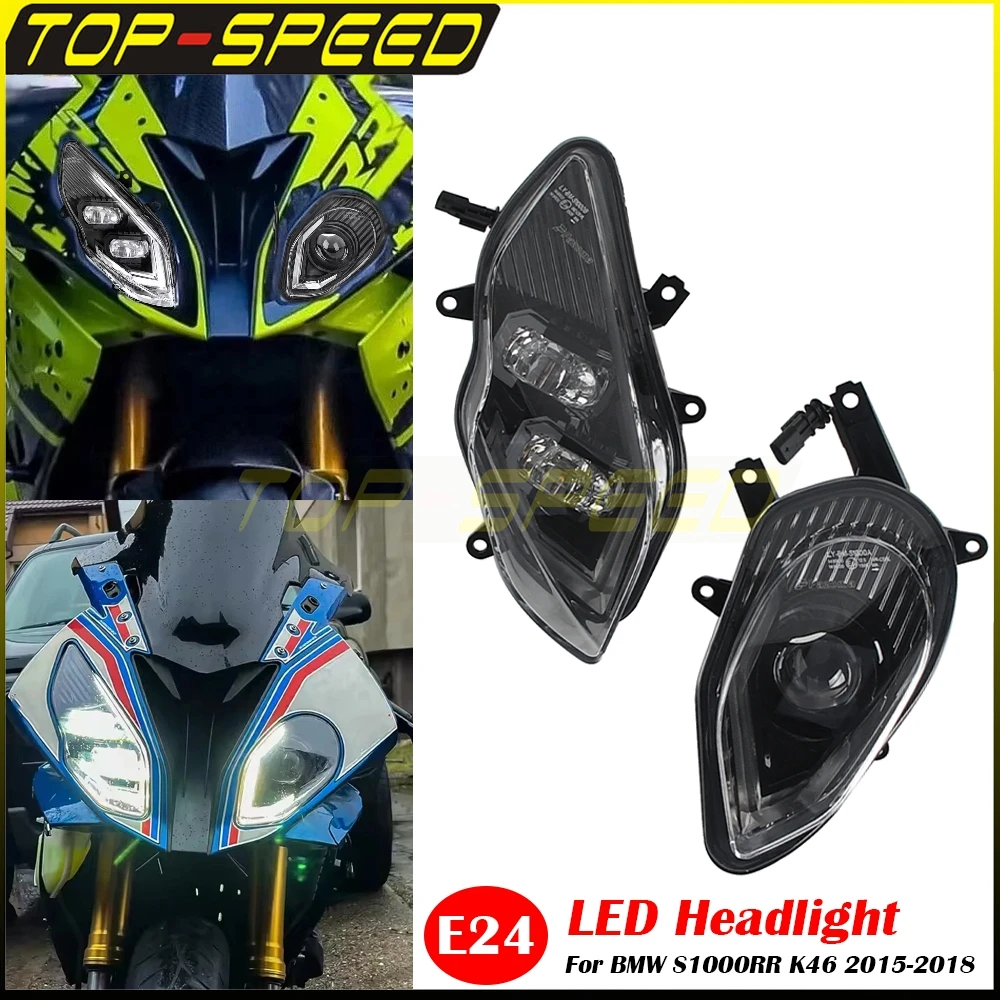Motorcycle LED Headlight High Low Beam Light With Angel Eye S1000RR Front DRL Lamps E24 Headlamp For BMW S1000RR K46 2015-2018