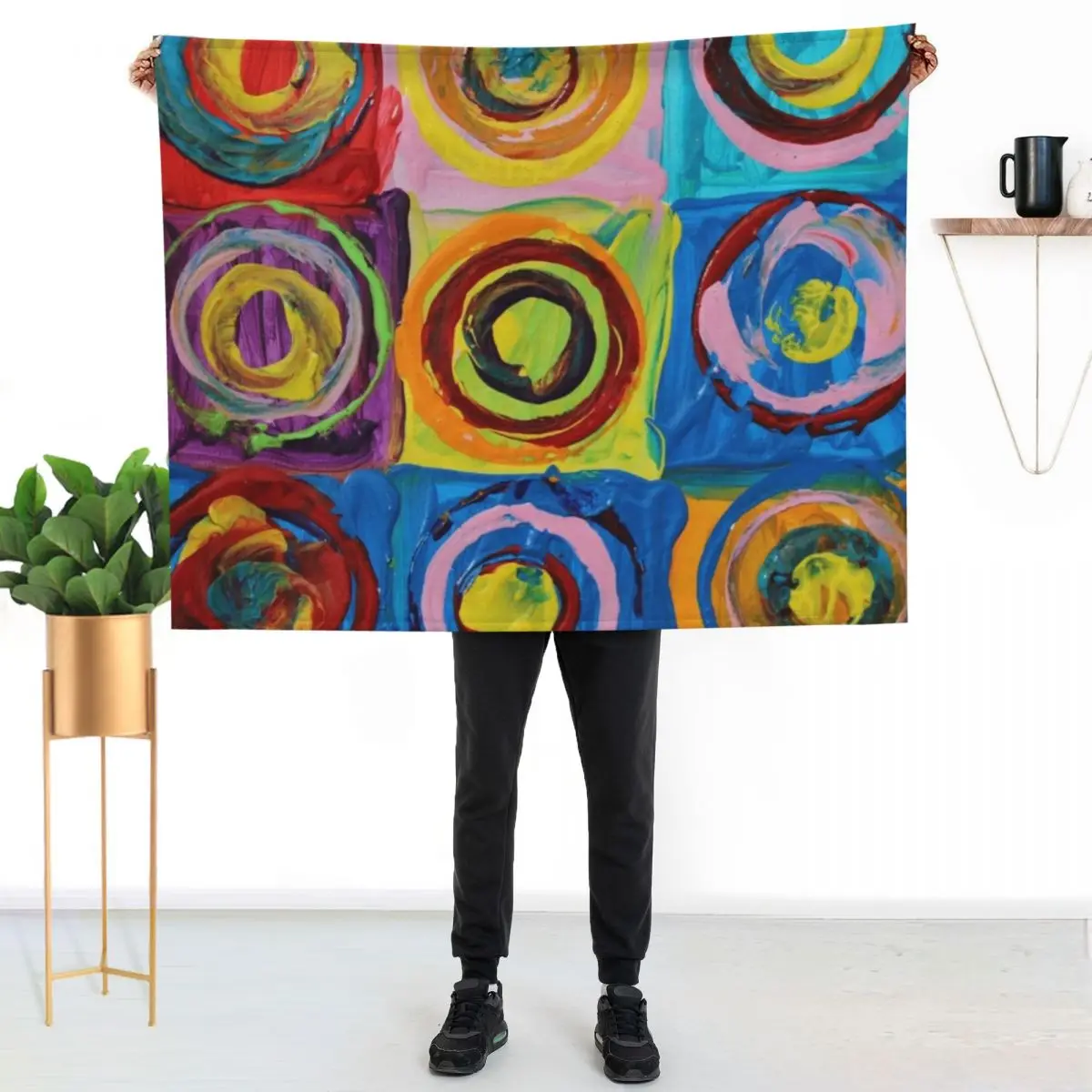 Wissaly Kandinsky Patting Colorful Classic Art Throw Blanket Large Bed covers Luxury Designer funny gift cosplay anime Blankets