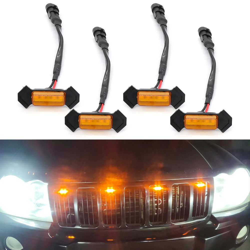 شبكة سيارة ضوء ليد ، ضوء تشغيل نهاري ، ضوء تحذير زخرفي ، ضوء ضباب شاحنة صغيرة ، أصفر ، 12 فولت ، مجموعة واحدة