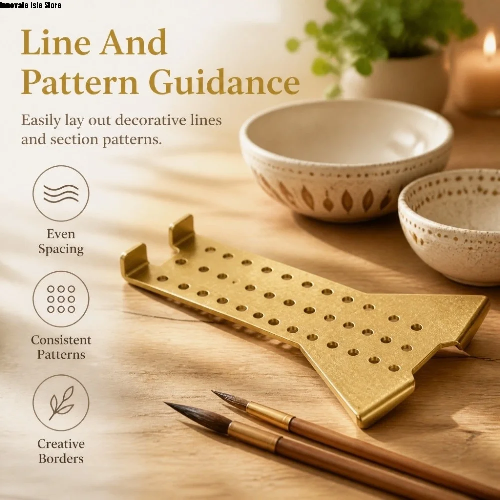 Plastic Border Positioning Guide Gold-Tone Perforated Guide Body Pottery Pattern Sectioning Tool Line Layouts Polishing Edges