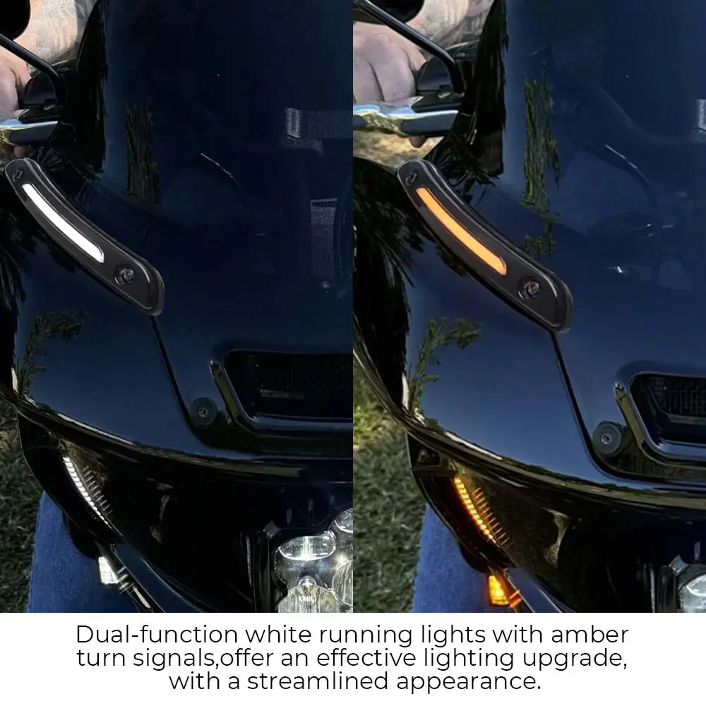 1Pair Easy Install Led Side Windshield Drl Turn Light Fit For Harley Softail Low Rider St Fxlrst El Diablo Fxrst 2022-2026 Black view 5