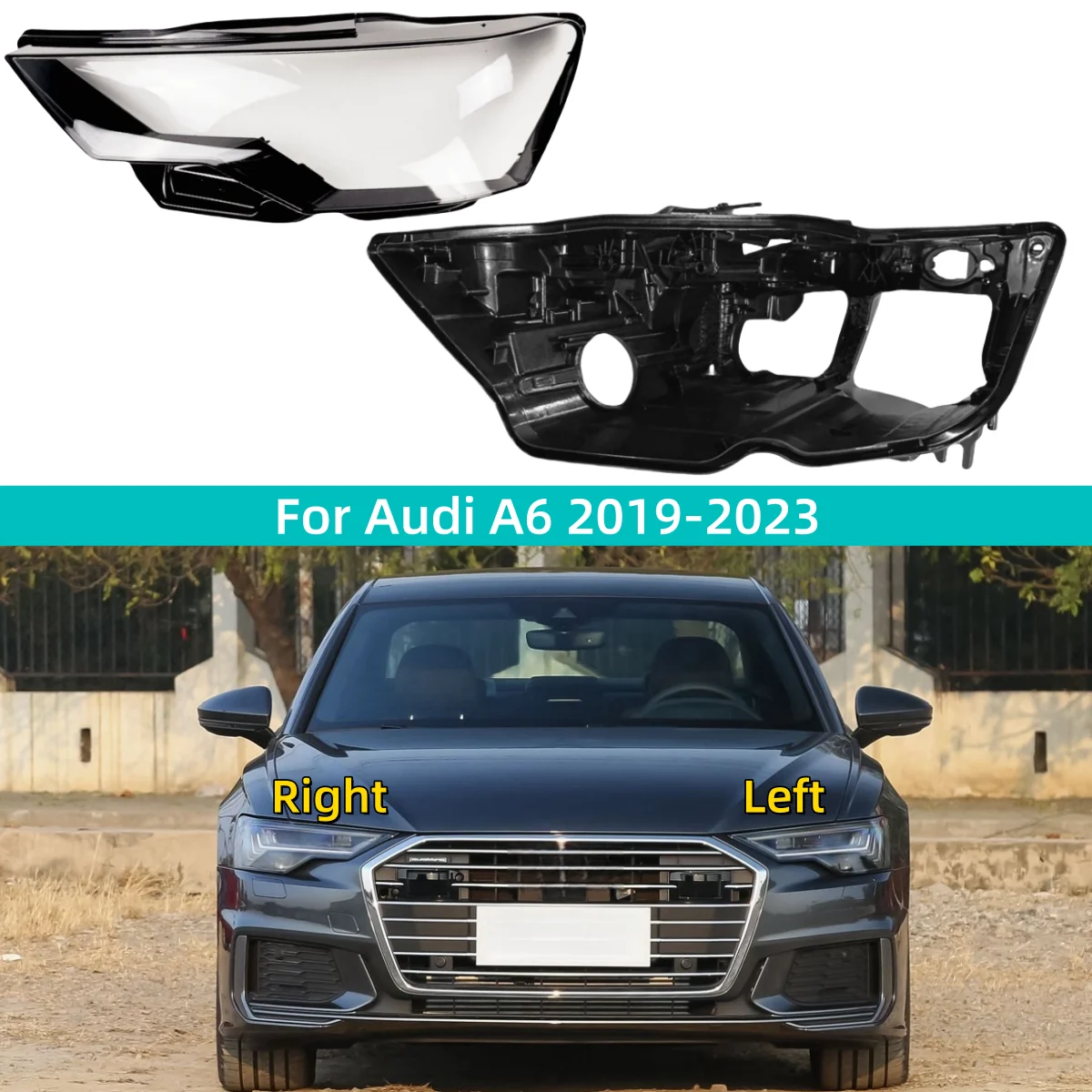 

For Audi A6 C8 2019 2020 2021 2022 2023 Car Accessories Cars Headlights Lamp Cover Car Head Light Holder