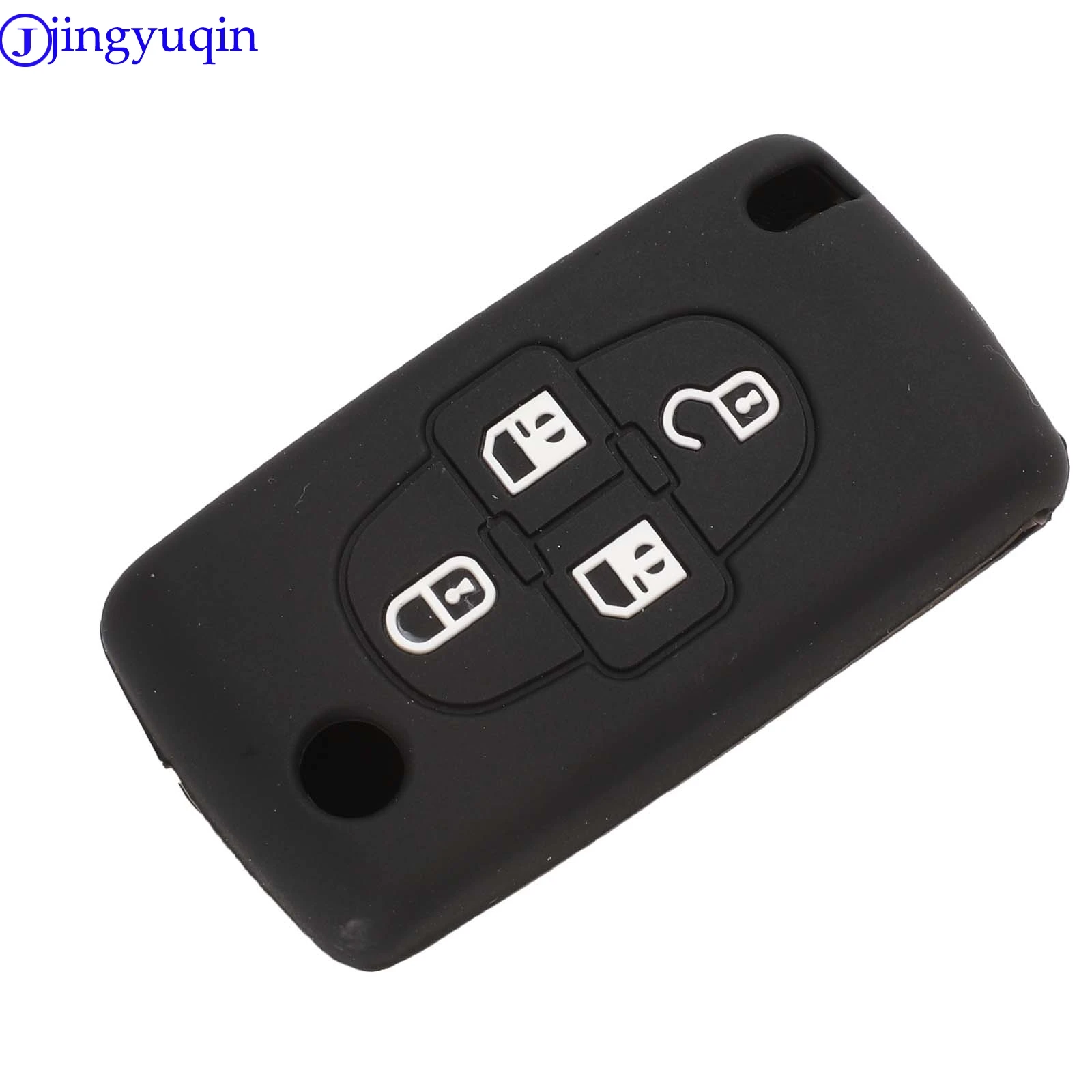 jingyuqin Remote Key Silicone Cover Case Car Key For Peugeot 1007 807 For Citroen C8 4 Buttons Folding Flid