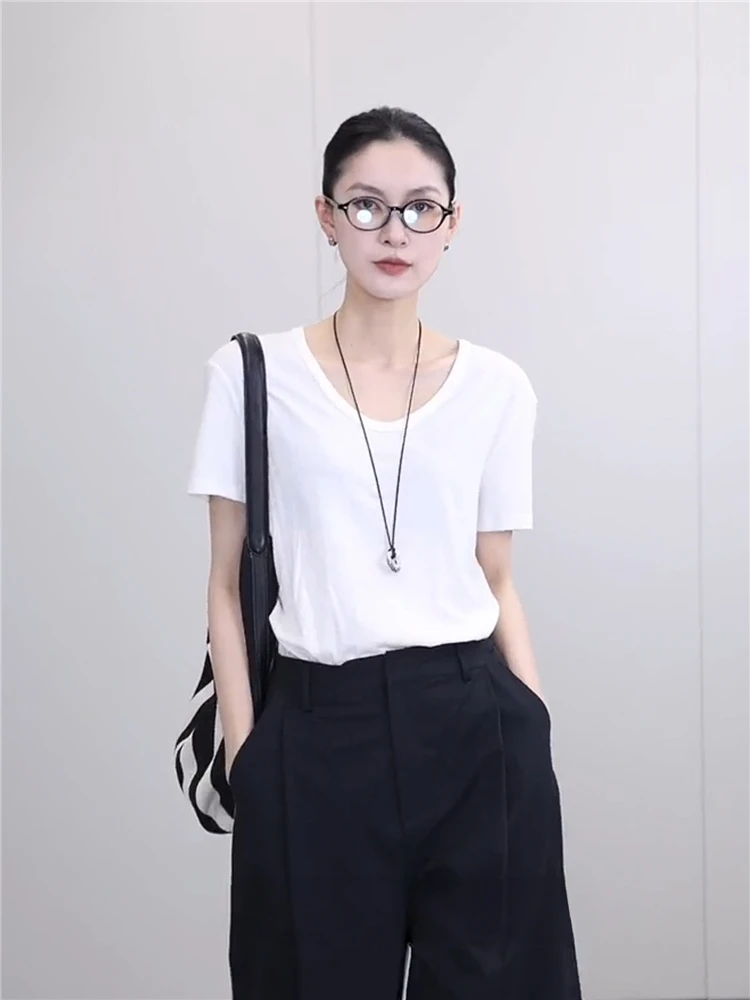 

Jieji Zhang Summer Silk Cotton Simple Color round Ne Overhead ort Sve T-irt Women's Faion Ciwalk Home Gym ...