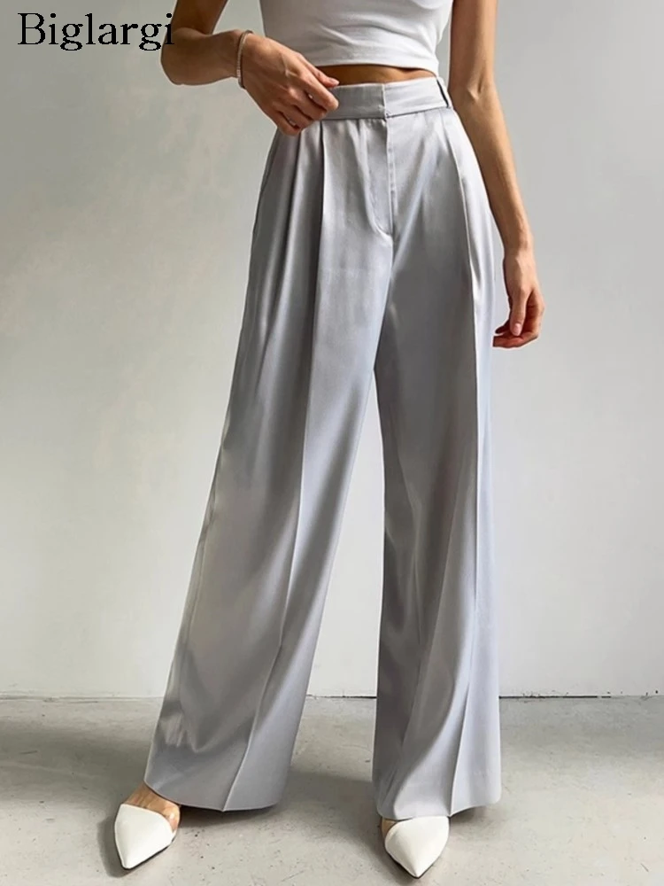 

Summer New Chiffon Long Pant Women Korean Style Loose Casual Pleated Ladies Trousers High Waist Fashion Woman Wide Leg Pants