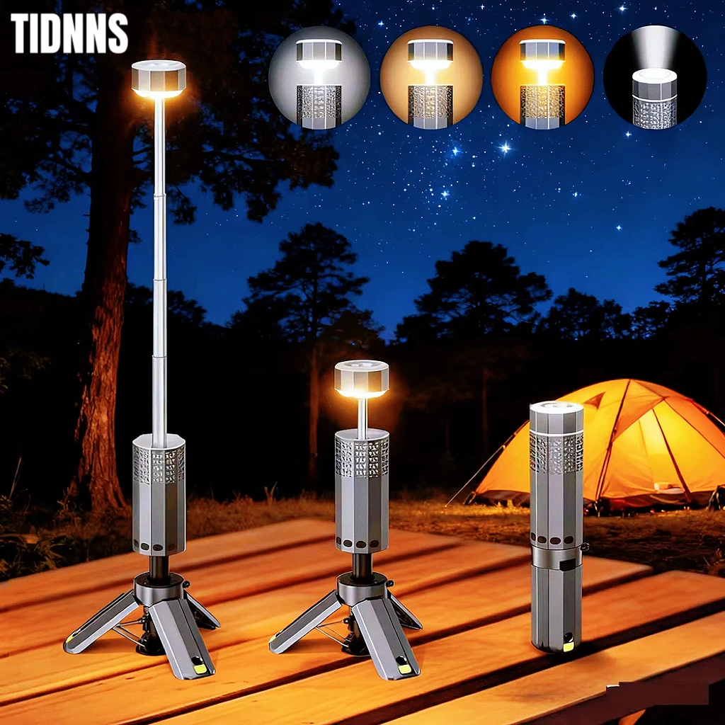 Telescopic Camping Light Rechargeable 21000mAh Portable Outdoor Camping Lantern 4 Light Modes With Tripod Storage Bag Emergency