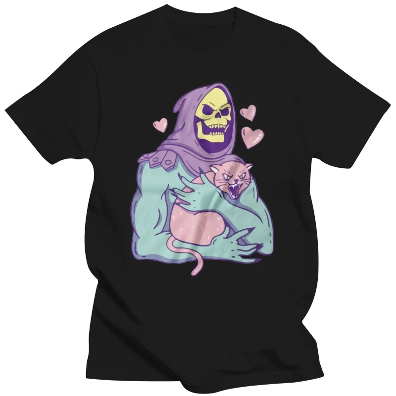 T-SHIRT Male Graphic T Shirts Skeletor Cat Tshirt Unisex & Kids - Funny, 80's Cartoon Fashion Casual Short Sleeve Top