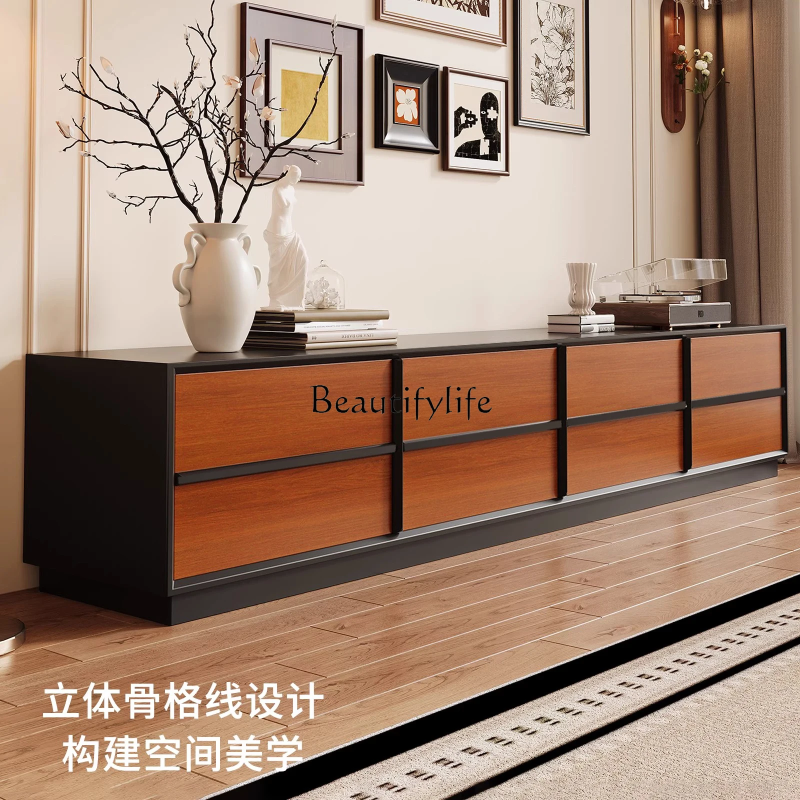 

Vintage Style TV Cabinet for Home Use, Floor-standing Storage Cabinet, Integrated Small Apartment