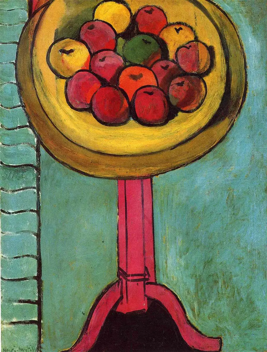 100% Hand Painted Oil Painting Apples on a Table Green Background Henri Matisse Fauvism Fruit Still Life Canvas Wall Picture
