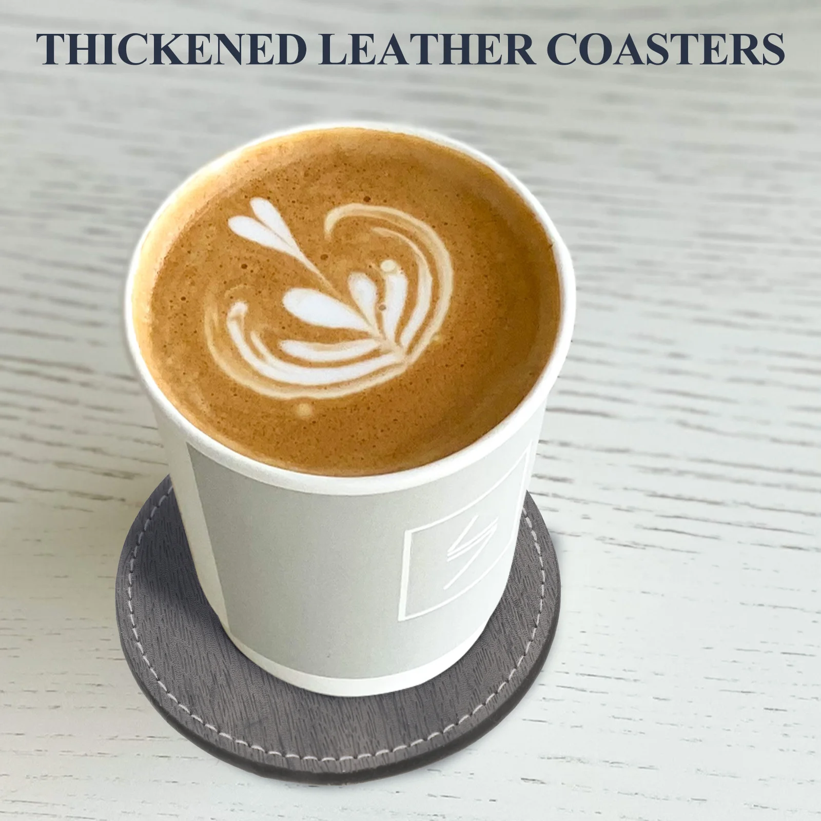 

1Set Anti-Slip Coaster Set Round PU Cup Pads Heat-Resistant Thickened Coasters for Home Use Table Protection