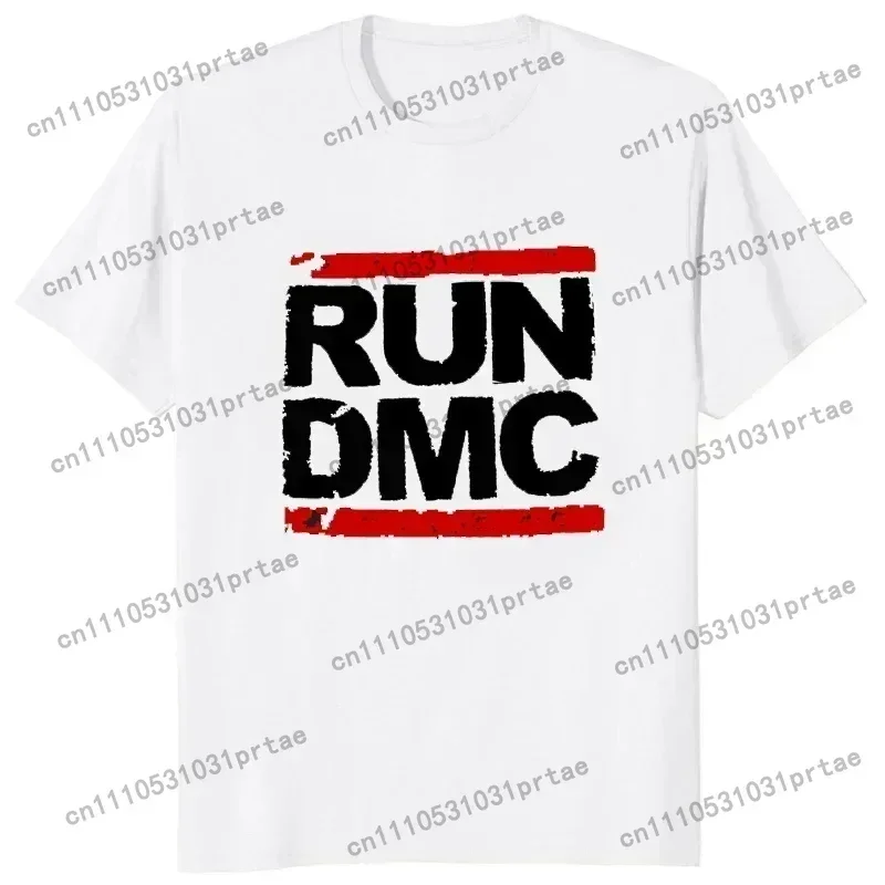 Vintage Run Dmc Fashion Hip Hop Rock Headwear Loose Women's T-Shirt Muisc Printed Pattern T-Shirt Harajuku Casual T-Shirt Black