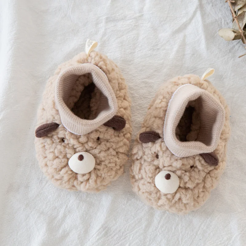 New Thickened Baby Shoes Socks Lambswool In Winter Prevent Infant Floor Socks From Falling Off In Newborn Non-slip Toddler Shoes