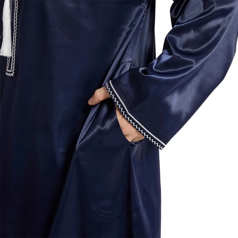 

Eid Muslim Men Jubba Thobe Ramadan Robe Arabic Long Sleeves Tassel Islamic Clothing Kaftan Thawb Maxi Dubai Abaya Dresses Abayas