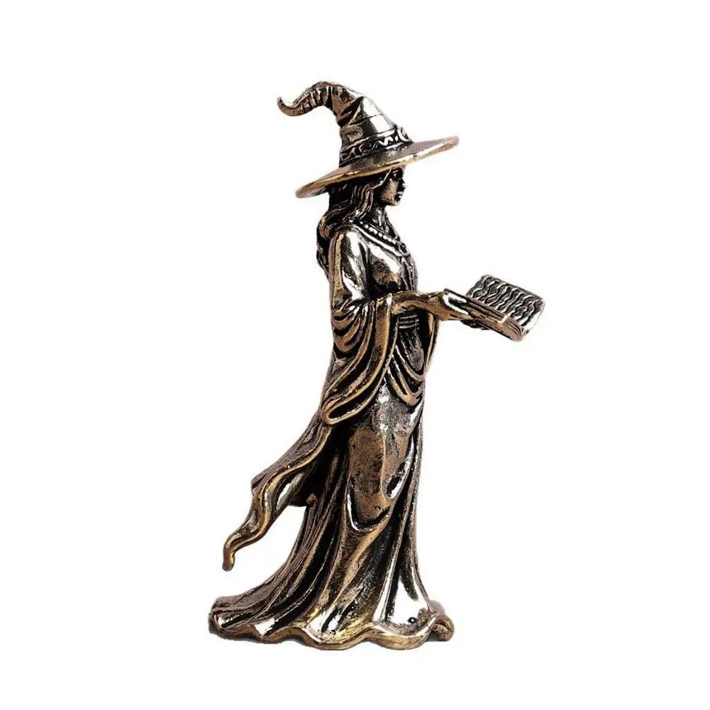 Figurines de sorcières en laiton, miniatures, décorations de bureau, modèles rétro en métal, petites statues, décorations d'intérieur, accessoires d'artisanat.