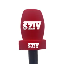 Flocking Microphone Triangle Sponge  Customized Logo Mic Windscreens Foam Windshield For TV Stations Reporters Interview