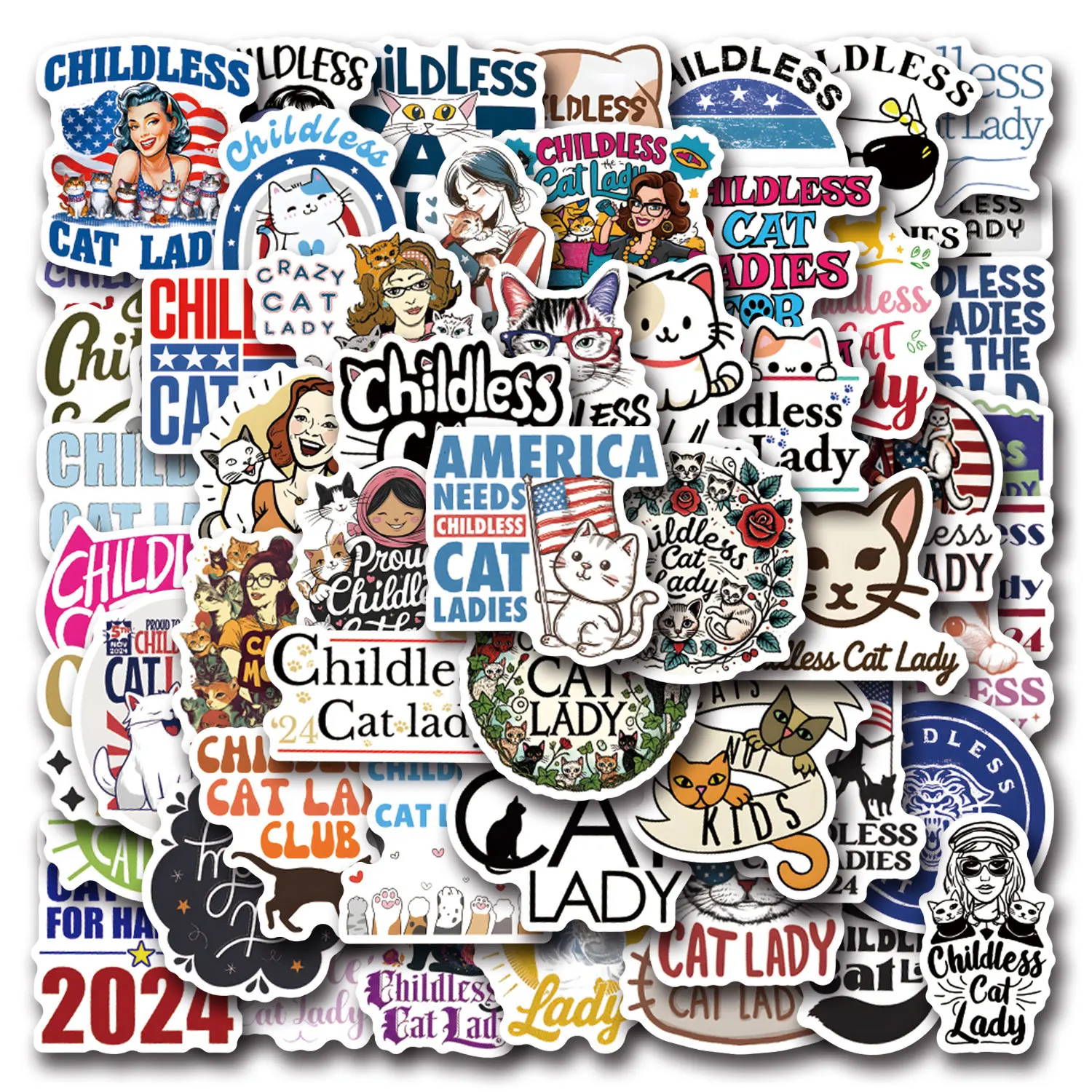 

54 шт., водонепроницаемые наклейки-кошки для скейтборда