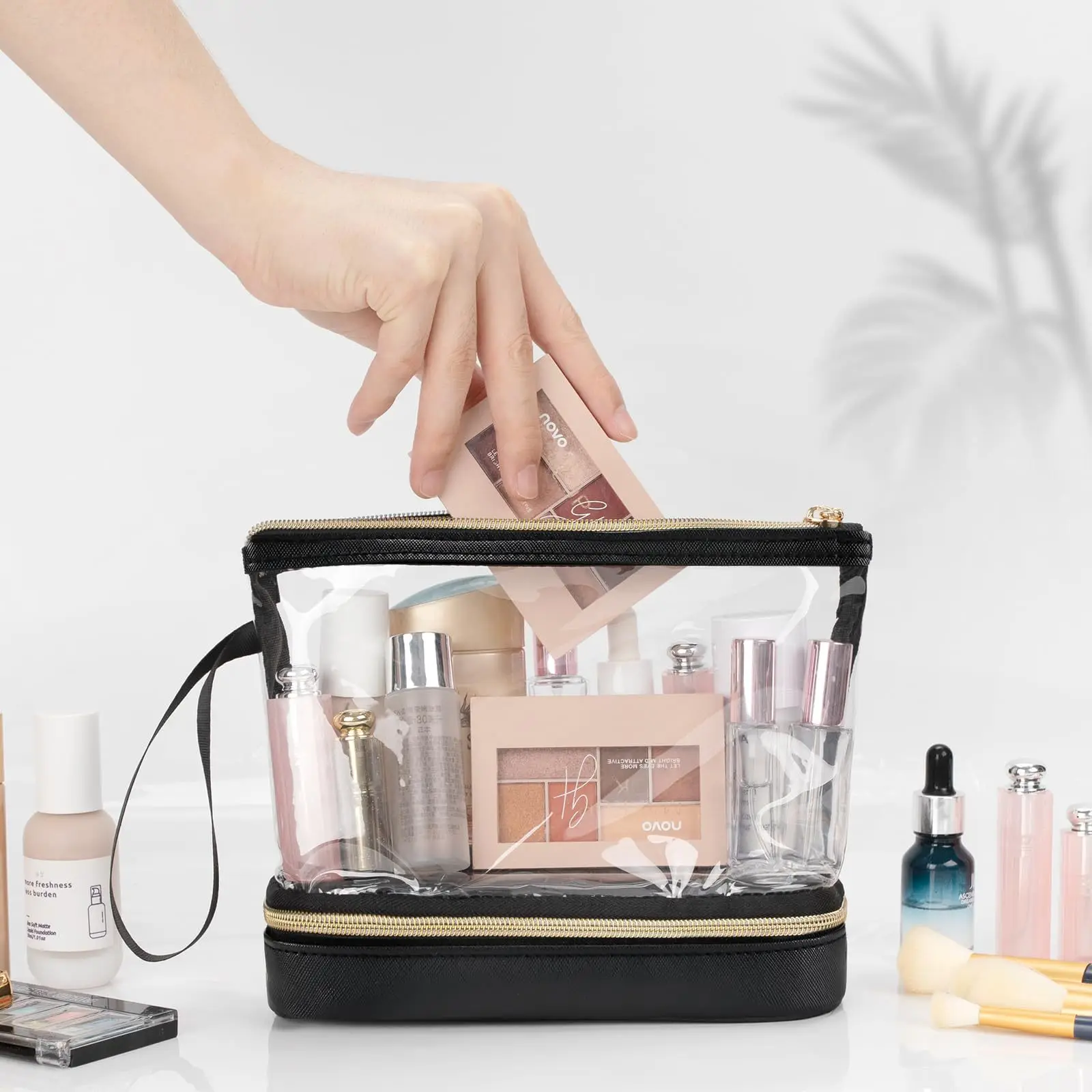 Multi Functional Double-Layer Large Capacity Pvc Cosmetic Storage Portable Travel Dry Wet Separation Wash Bag