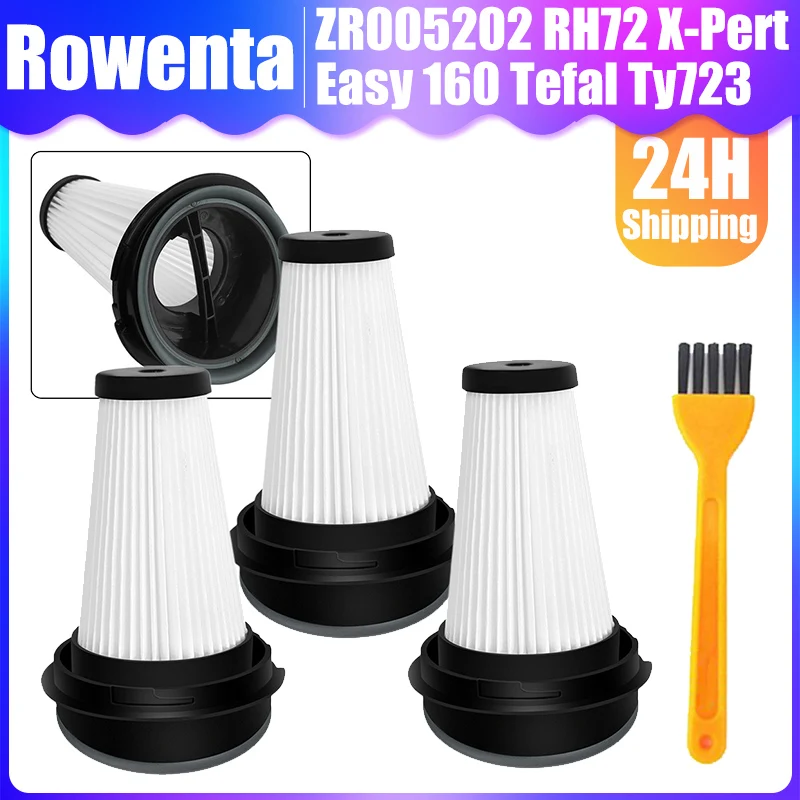 3ชิ้นตัวกรองที่สามารถล้างทำความสะอาดได้สำหรับ ZR005202 Rowenta RH72 X-Pert Easy 160 Tefal Ty723อะไหล่เครื่องดูดฝุ่น