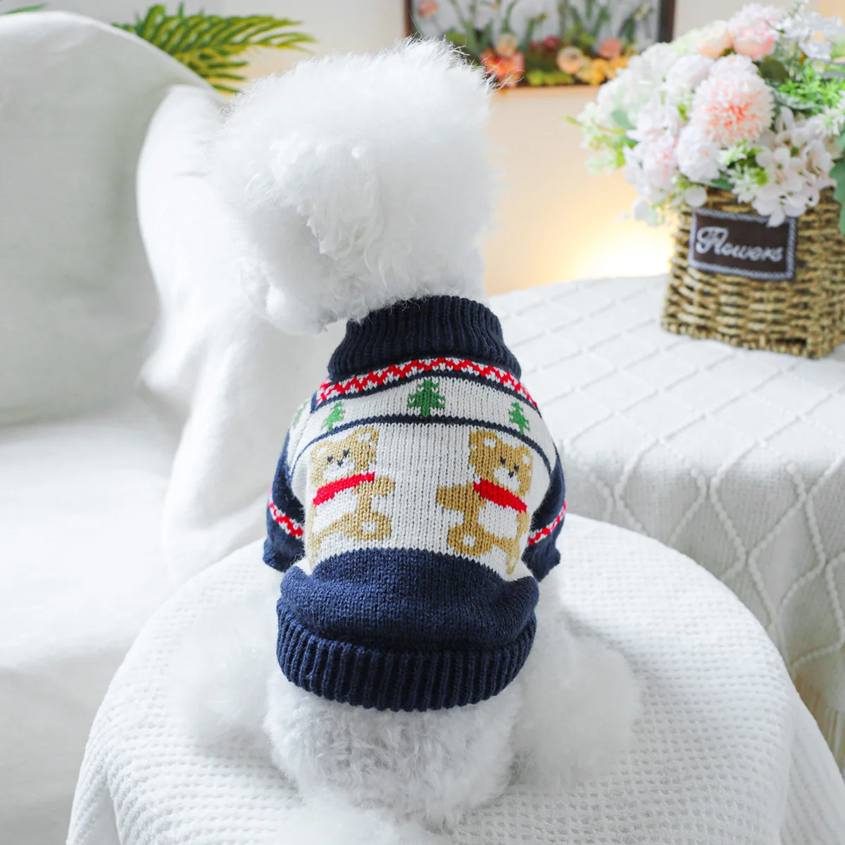 1PC pet clothing spring and autumn pullover elastic forest bear sweater suitable for small and medium-sized dogs