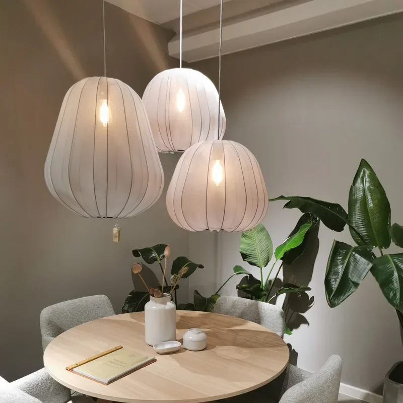 Linterna de seda Wabi Sabi, lámpara de tela creativa, lámpara colgante con globo Bolia, iluminación para sala de estar, dormitorio, escalera,