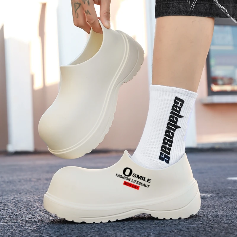 

Новые слипоны для шеф-повара, мужские и женские повседневные туфли с большой головкой, универсальные ботинки из ЭВА на толстой подошве