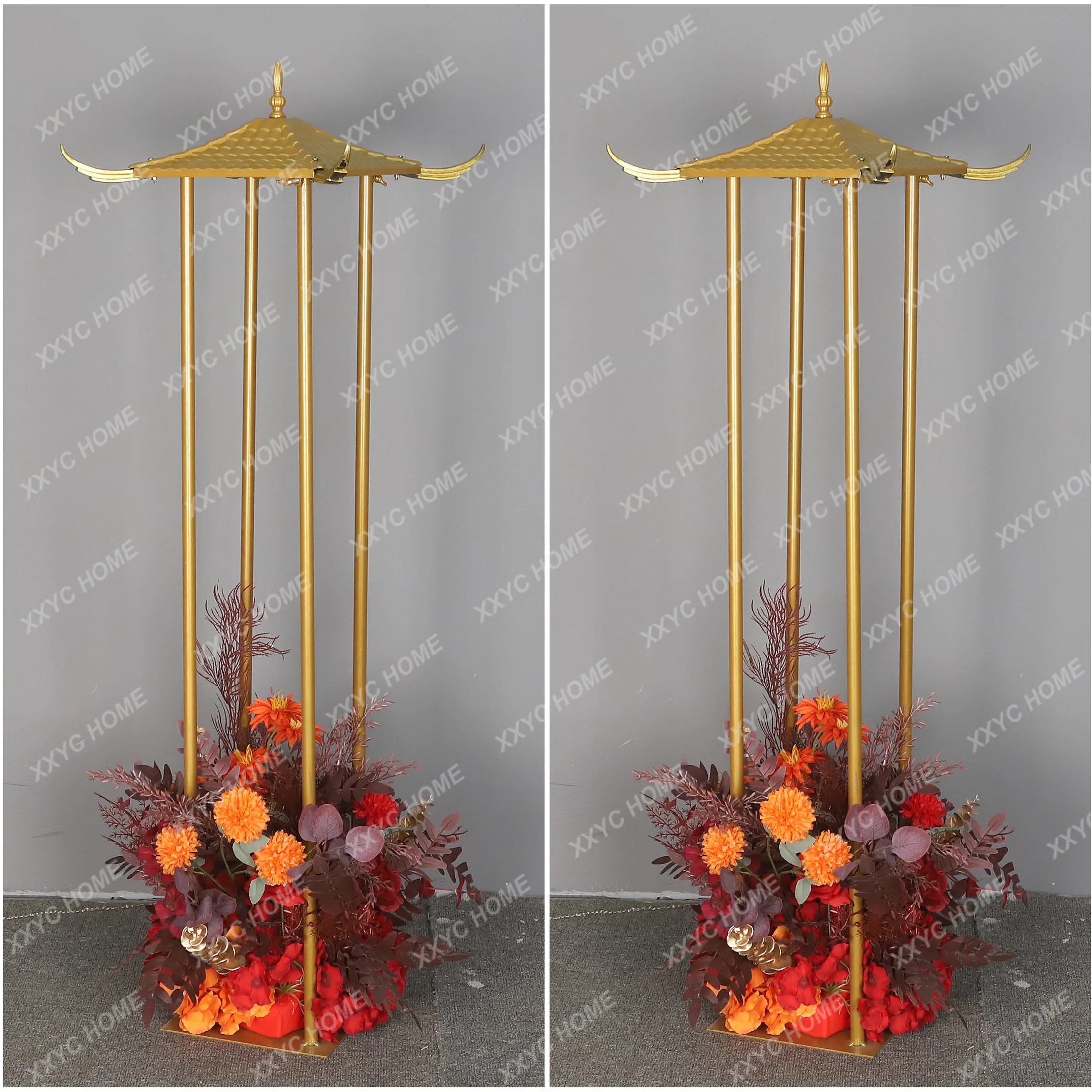 Wedding Props Wrought Iron Golden House Road Lead Ceiling New Chinese Road Lead Wedding Scene Stage Ornament Decoration