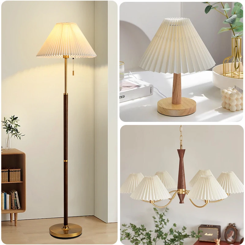 New Ceiling Decor Fabric Pleated Lampshade Modern Washable Table Lamp Cover DIY Retro Chandelier Cloth Cover Living Dining Room
