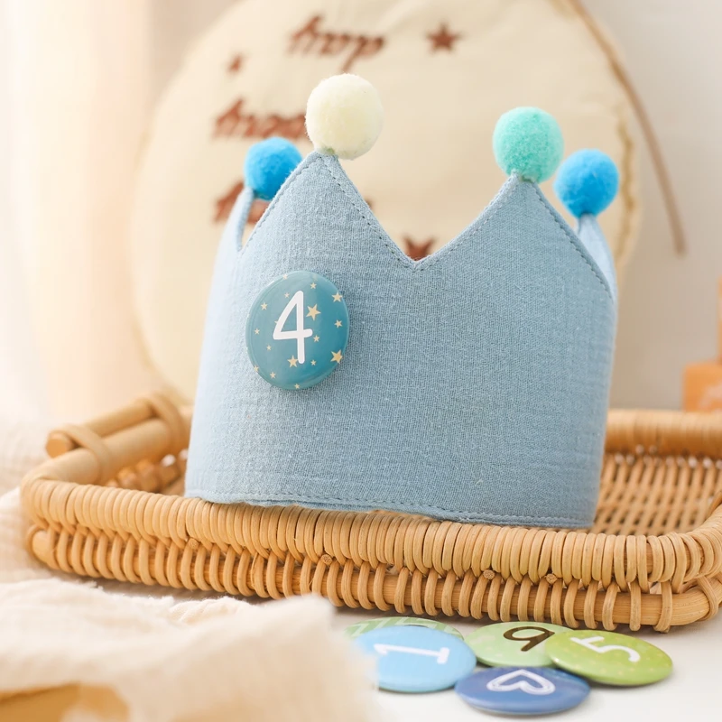 Baby Birthday Party Hat Mini Colorful Crown Headband Hat With Numbers Newborn Party Photography Props Birthday Party Decor Gifts