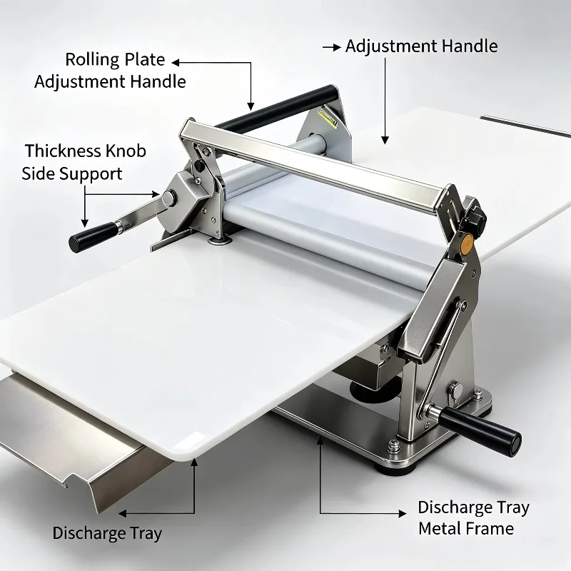 Desktop Foldable Manual Dough Sheeter, Hand Crank Dough Forming Machine for Croissant & Egg Tart Skin Molding