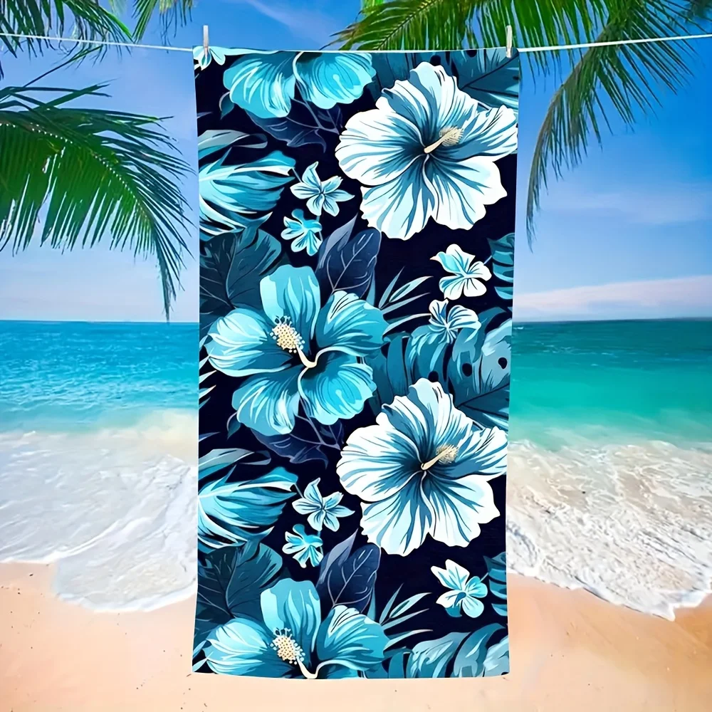 Blue and White Flower Printed Flannel Blanket, Suitable for Sofas, Beds, Cars, Rooms, Offices, Camping, Exquisite Gift Blanket