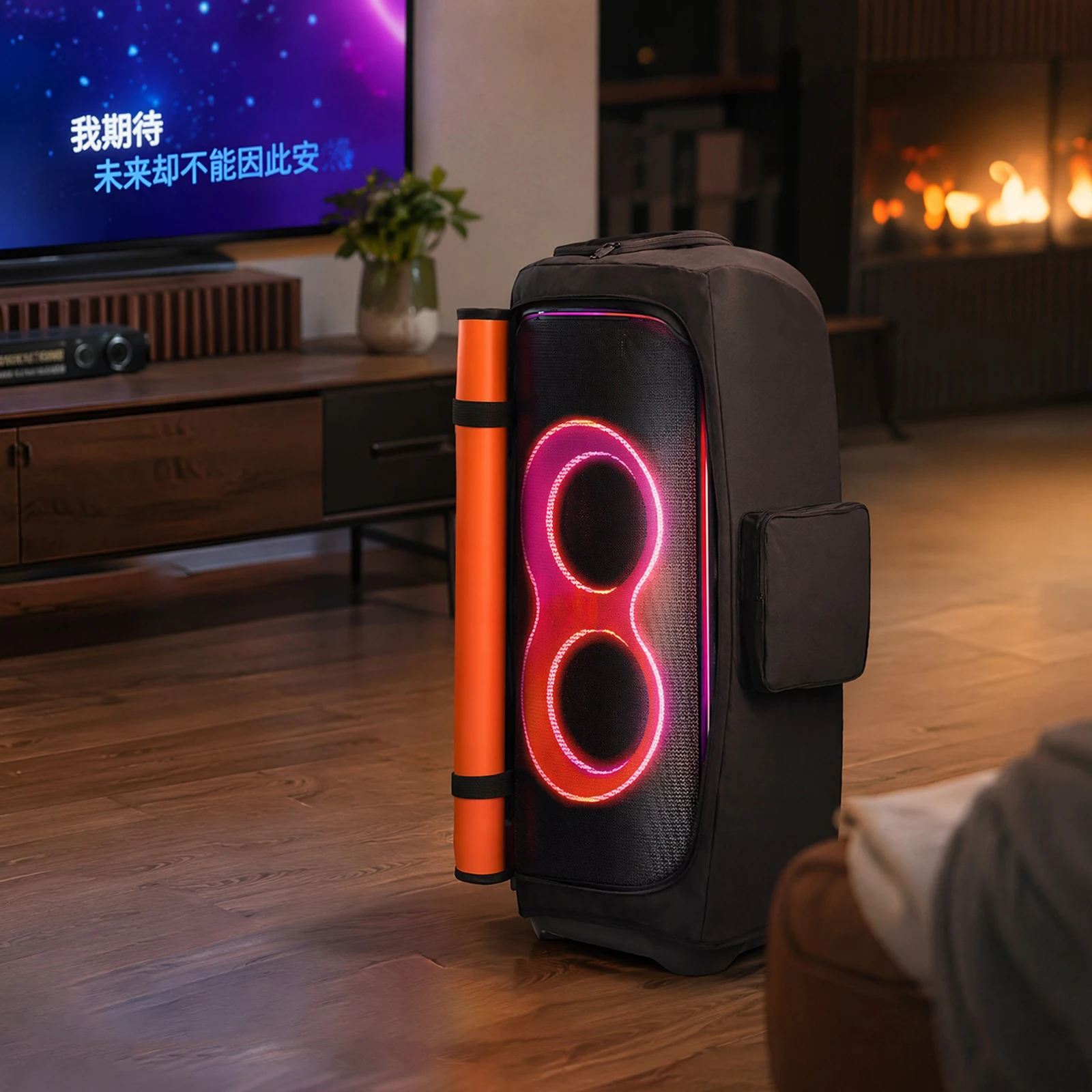 For JBL Partybox Portable Speaker Dust Case with Mic Pocket Double-Sided Speaker Storage Bags Zipper Closure for Outdoor Travel