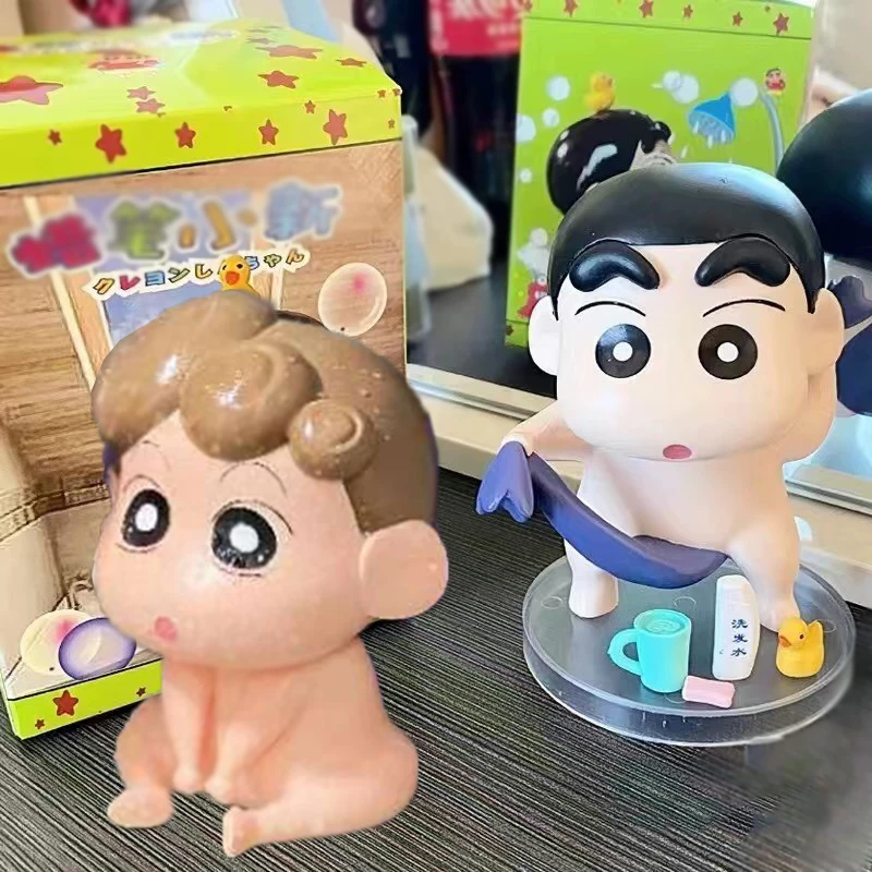 Anime Crayon Shin Action Figure Shower Shin Chan Figure Cute Shinnosuke Nohara Himawari Figurine Model PVC Collectible Doll Toys