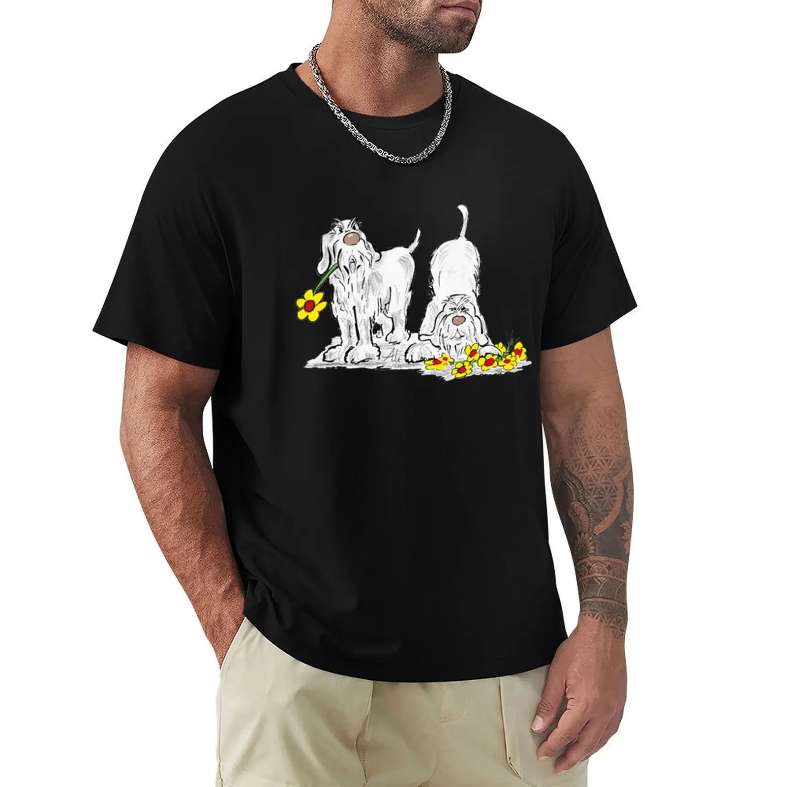 

Dogs say it with flowers T-Shirt Urban Style Print T-Shirt