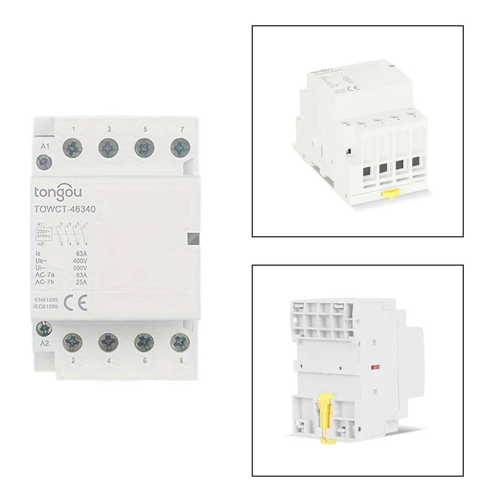 4P AC Contactor 230v Coil Contactor Load With Mounting Base For DIN Rail No Noise Operation For Various Environments Application