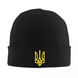 Custom Ukrainian Bonnet Hat Fashion Knitting Hat Men Unisex Adult Coat Of Arms Ukraine Flag Warm Winter Skullies Beanies Caps