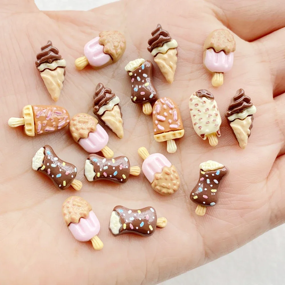 30Pcs Resin Chocolate Popsicles with Cute Cartoon Design - Perfect for Nail Art DIY and 3D Decorations