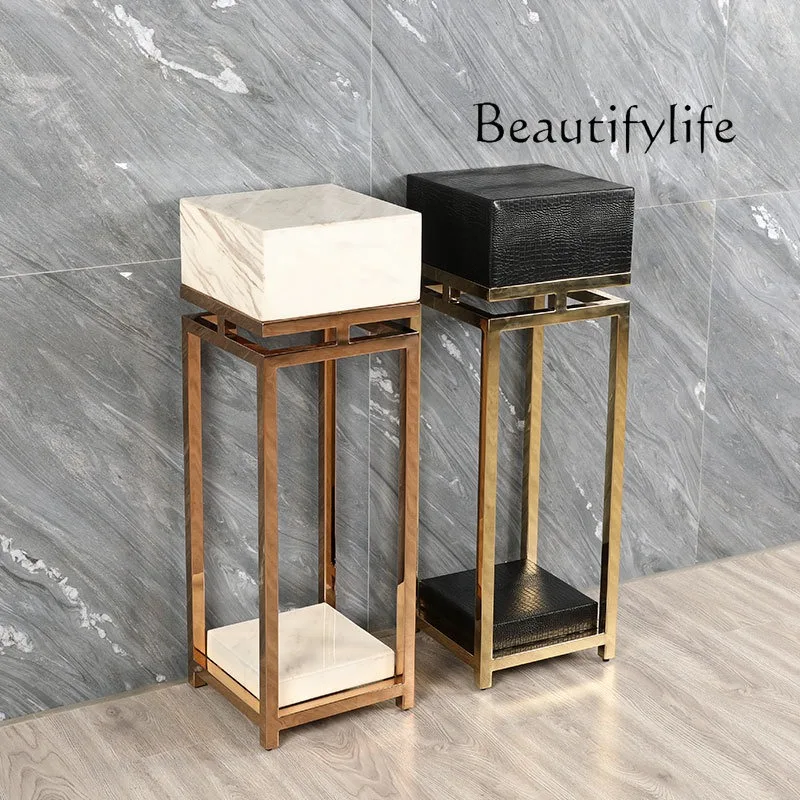 Light luxury balcony floor-to-ceiling marble flower stand Chinese succulent stainless steel rack