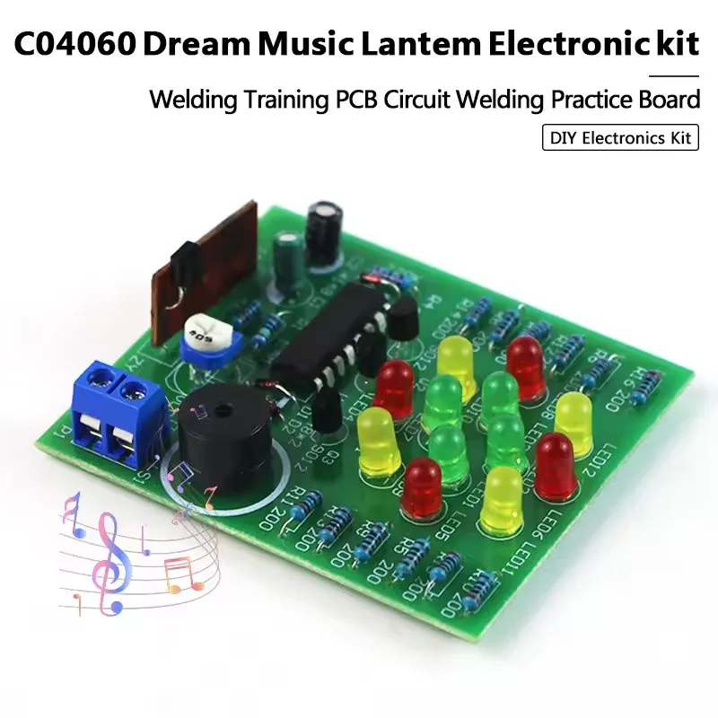 CD4060 Chip Music Rhythm LED Lantern DIY Kit Alice Musical Light Assembly Module Student Electronic Training Maker Project