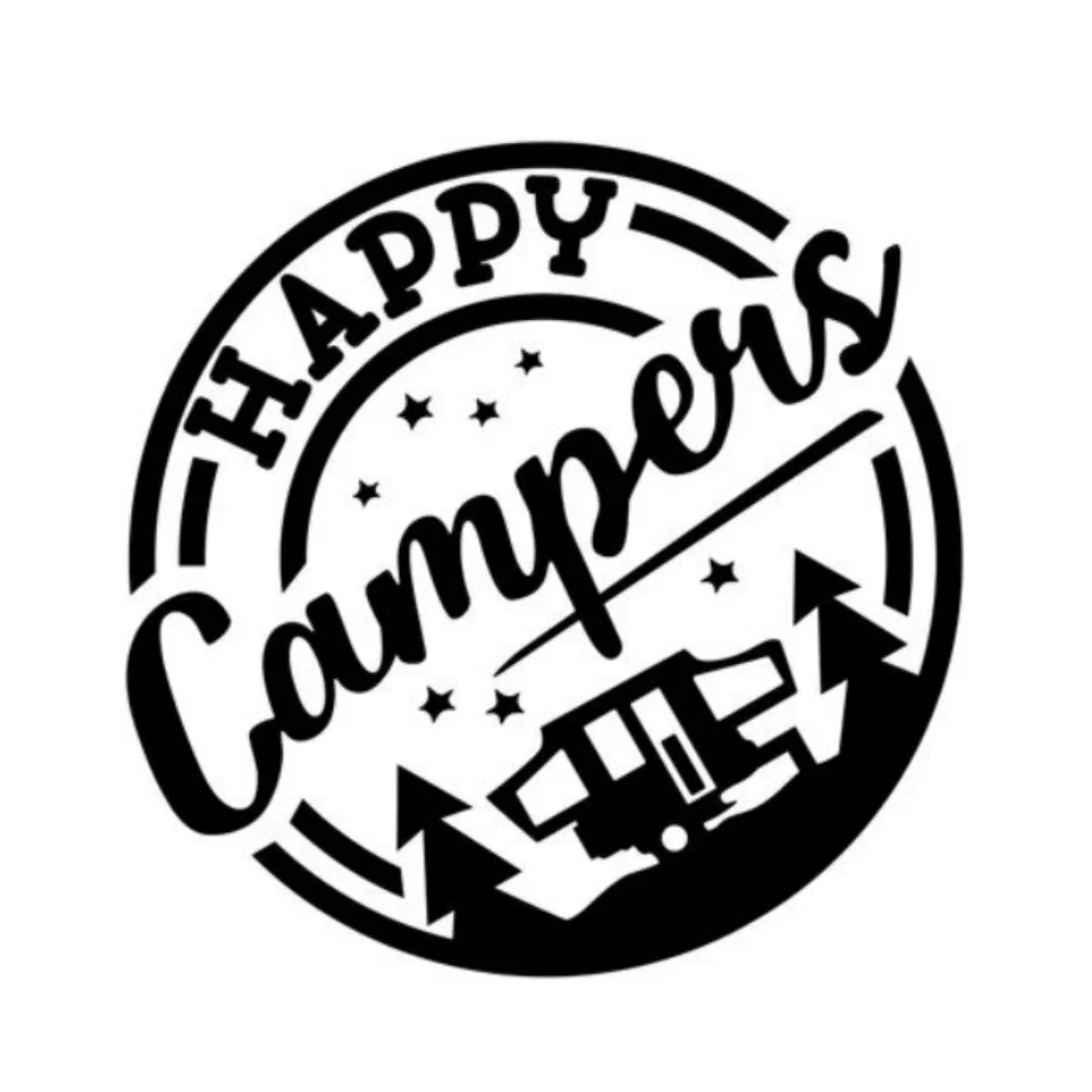

Happy Campers Vinyl Car Stickers Waterproof for RV Camper Van Travel Outdoor Window Bumper Decor Accessories Bundle