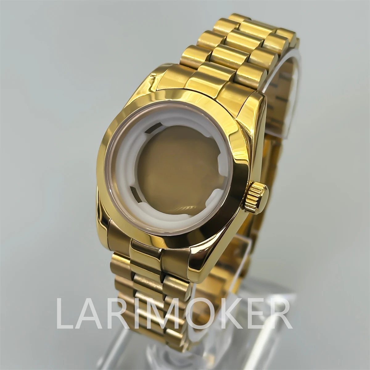 BLIGER-caja de reloj para mujer, caja de acero inoxidable de oro rosa, lupa, cristal de zafiro plano, accesorios de modificación de reloj