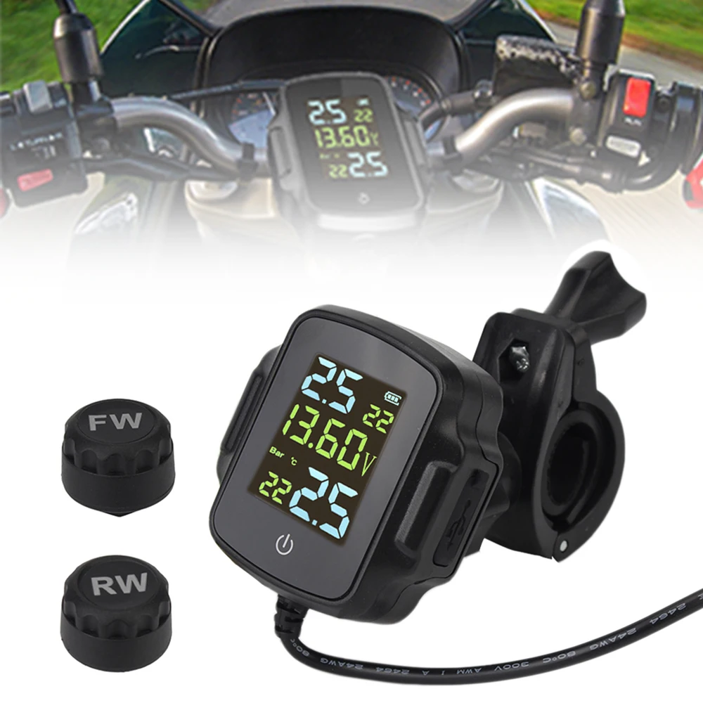 Picture 5: Motorcycle TPMS USB Charger LCD Display With QC 3.0 Tyre Temperature Alarm System With 2 External Sensors For Phone Tablet