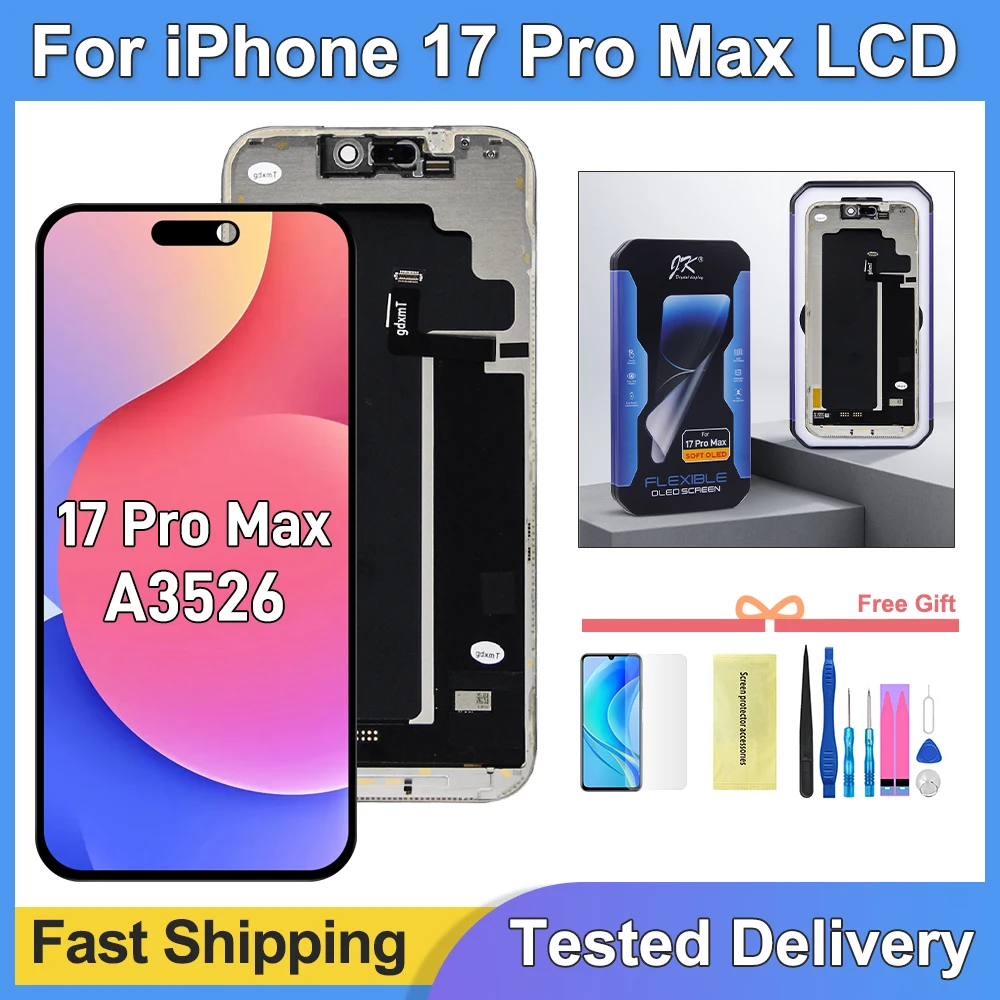 JK Soft OLED LCD Display for iPhone 17 Pro Max Replacement Display
