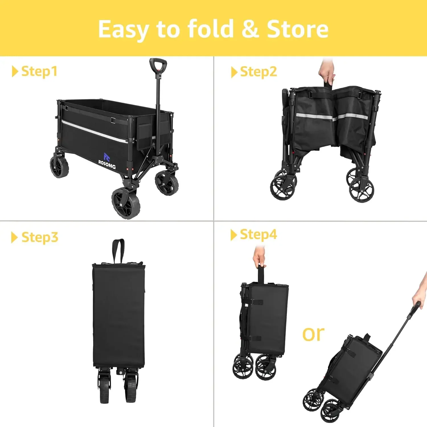 Folding Utility Heavy Duty Wagons Carts for Grocery Sports Garden Shopping Camping Wheelbarrows