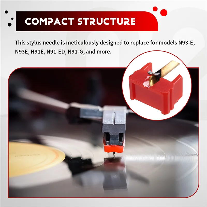 ABZL untuk Shure RS612, RS613, N91, M93E, M91E, M91ED, M91G, M92G Jarum Stylus Pengganti untuk Aksesori Meja Putar Fonograf