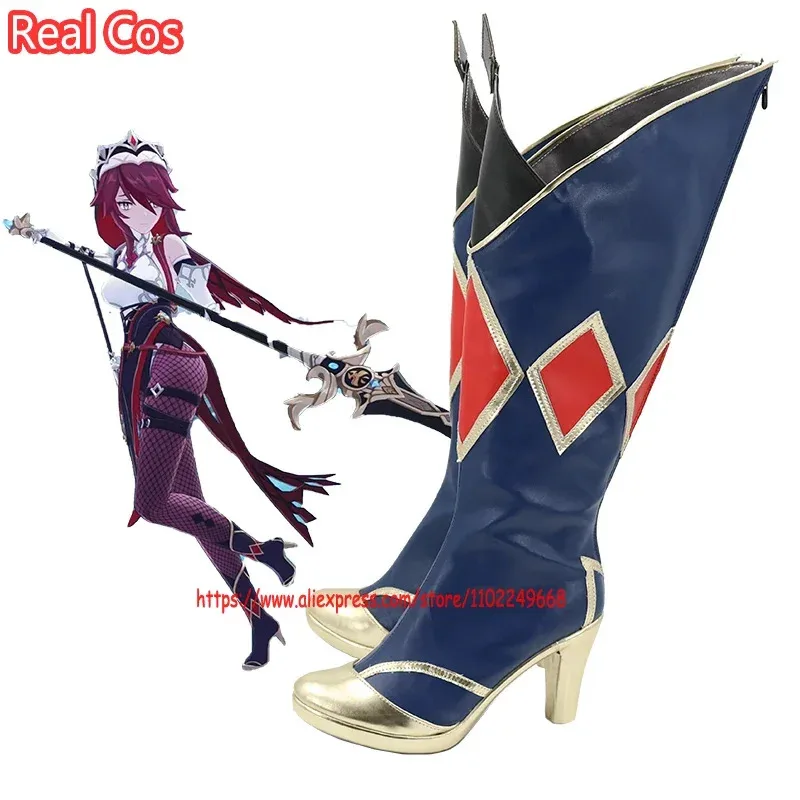 

RealCos Game Genshin Impact Rosaria Black High Heel Cosplay Shoes Boots Halloween Carnival Woman Cosplay Costume Accessories